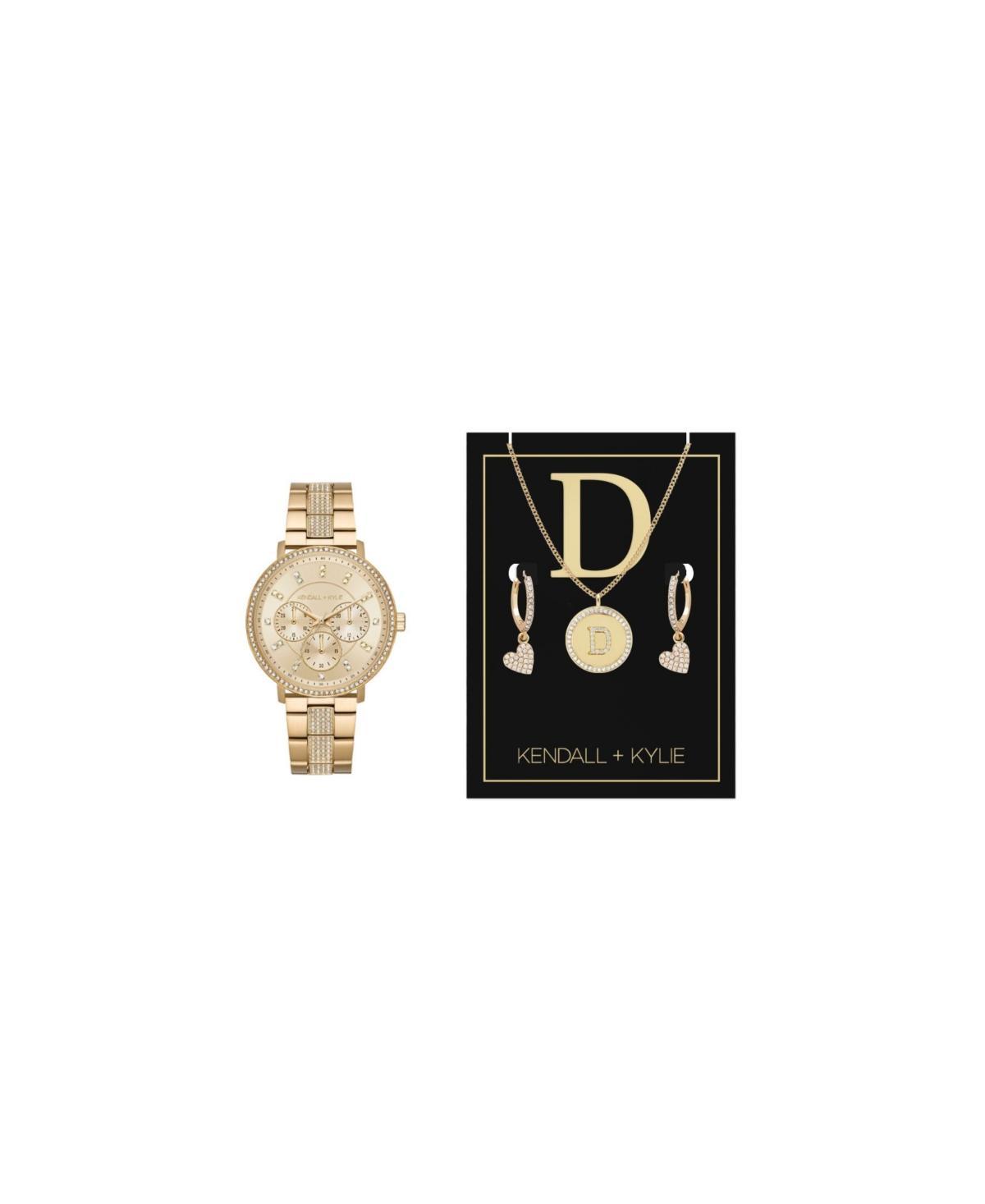 Kendall + Kylie Womens Analog Shiny Gold-Tone Metal Alloy Bracelet Watch 38mm Gift Set - Shiny Gold Product Image