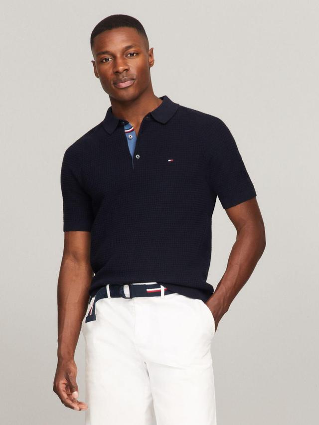 Tommy Hilfiger Men's Grid Stitch Polo Sweater Product Image