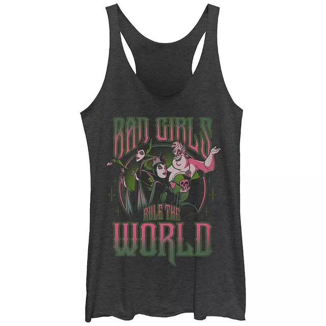 Womens Disney Villains Bad Girls Rule The World Tri-Blend Racerback Tank Top, Girls Black Grey Product Image