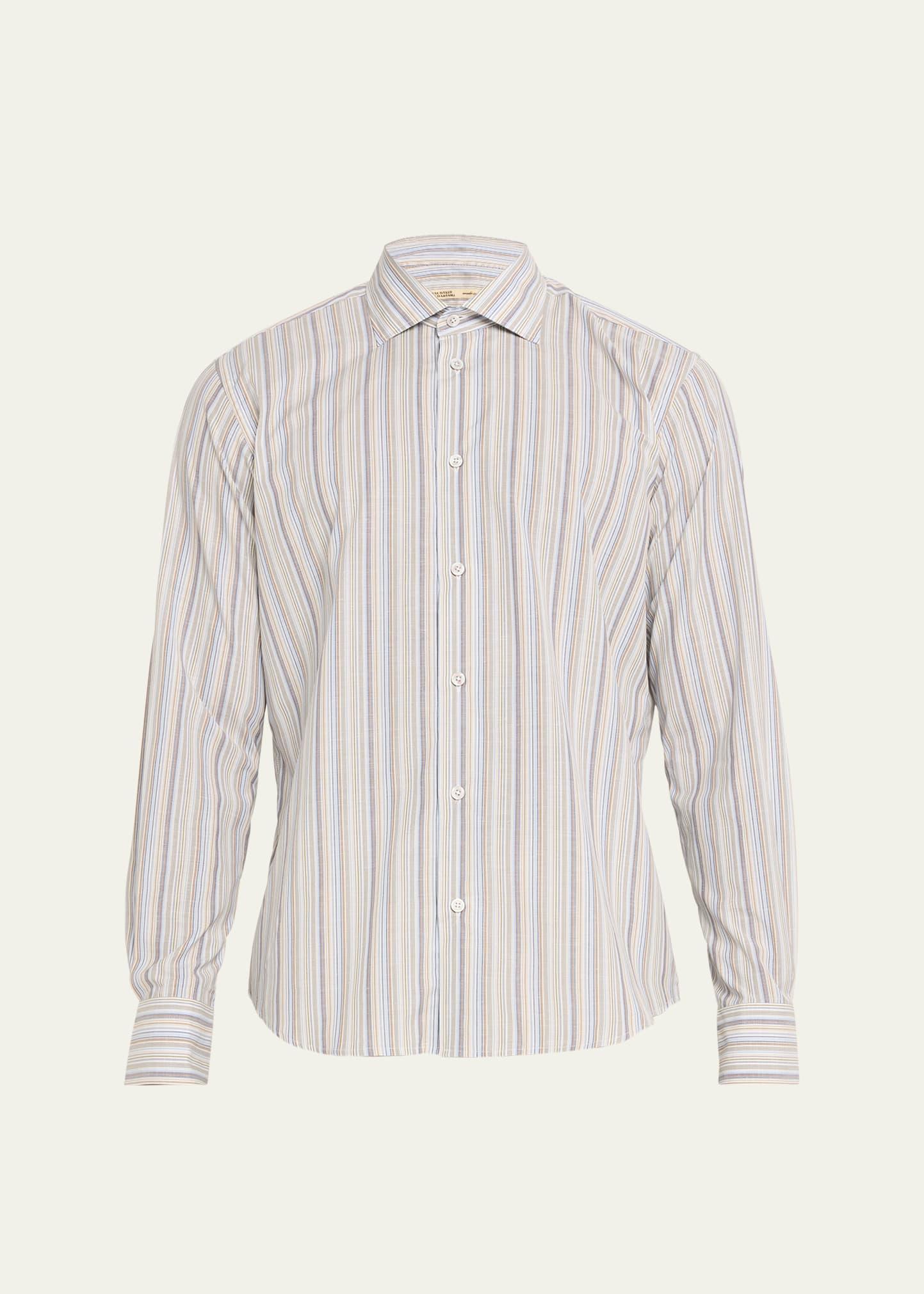 Mens Linen-Cotton Stripe Sport Shirt Product Image