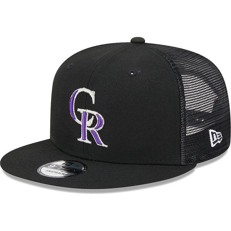 Men's New Era Black Colorado Rockies Team Color Trucker 9FIFTY Snapback Hat Product Image