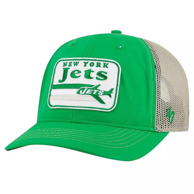 Mens 47 Kelly /Natural New York Jets Campscape Relaxed Trucker Adjustable Hat Product Image