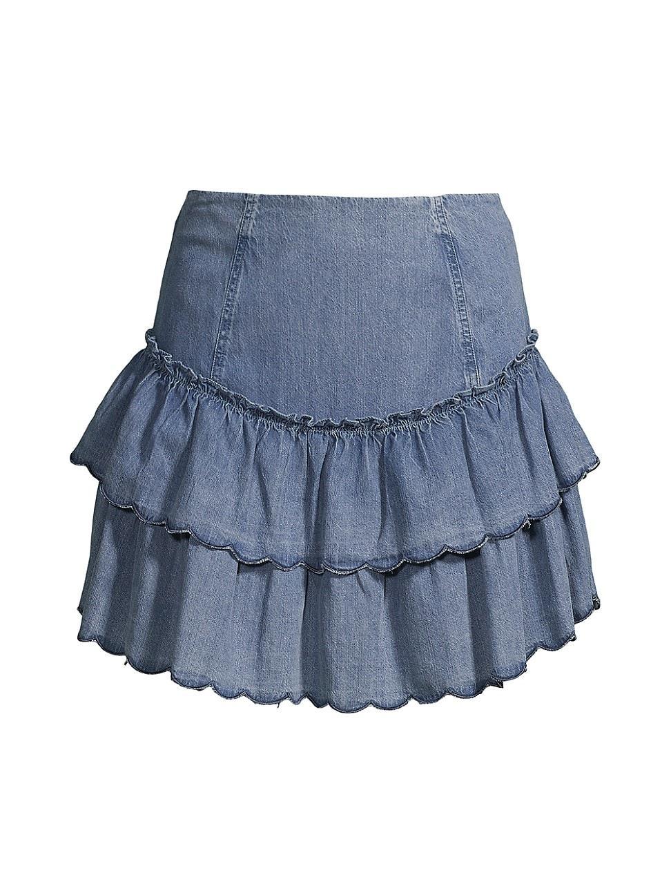 Womens Denim Tiered Miniskirt Product Image