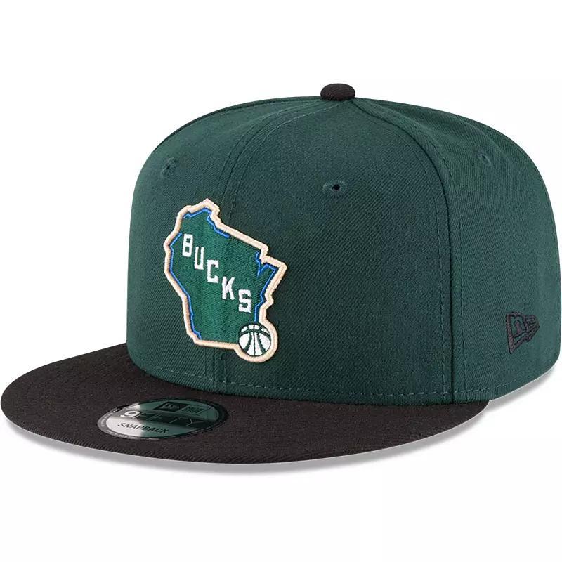 Mens New Era Hunter /Black Milwaukee Bucks 2-Tone 9FIFTY Adjustable Snapback Hat Product Image