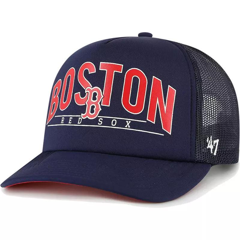 Mens 47 Brand Navy Boston Red Sox Backhaul Foam Trucker Snapback Hat Product Image