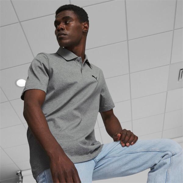 PUMA Essential Men's Polo Shirt in Medium Grey Heather Product Image