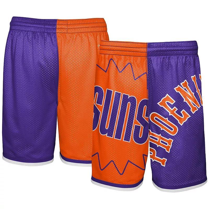 Youth Mitchell & Ness Orange/Purple Phoenix Suns Hardwood Classics Big Face 5.0 Shorts, Mens Product Image