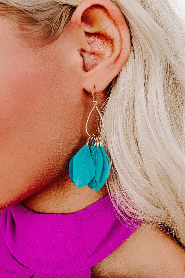 Signature Look Feather Earrings In Teal Product Image