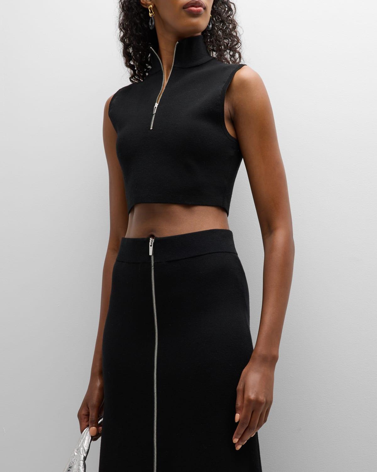 Pierre Sleeveless Zip-Front Crop Top Product Image