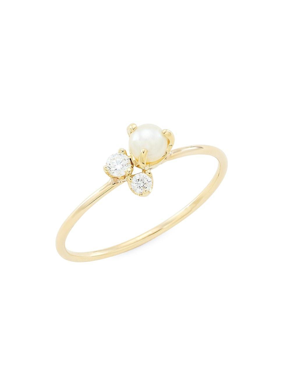 Womens 14K Yellow Gold, 4.5MM Cultured Freshwater Pearl, & 0.8 TCW Diamond Ring Product Image