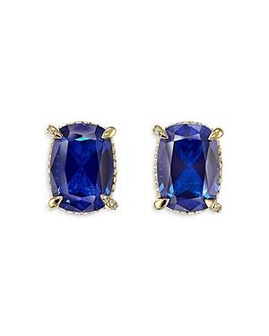 Anabela Chan 18K Yellow Gold Plated Sterling Silver Supernova Simulated Blue Sapphire & Diamond Cushion Wing Stud Earrings Product Image