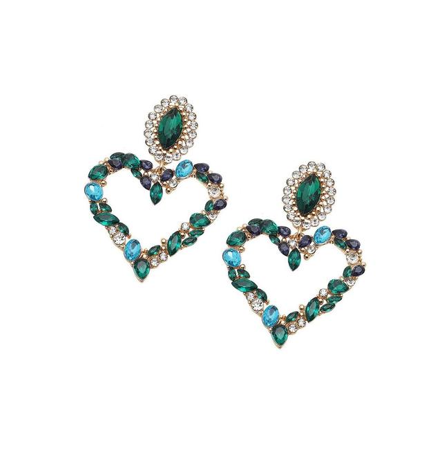 Sohi Womens Gold Stone Heart Drop Earrings Product Image