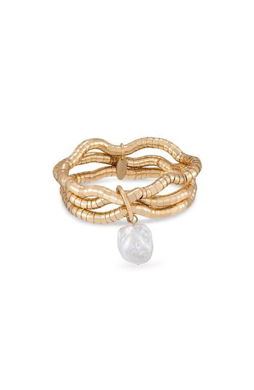 Womens Liquid 18K Gold-Plated & Freshwater Pearl Layered Bracelet Product Image