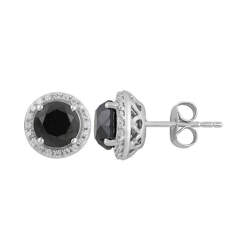 10k White Gold Black & White Diamond Stud Earrings, Womens, 3 Cttw Product Image