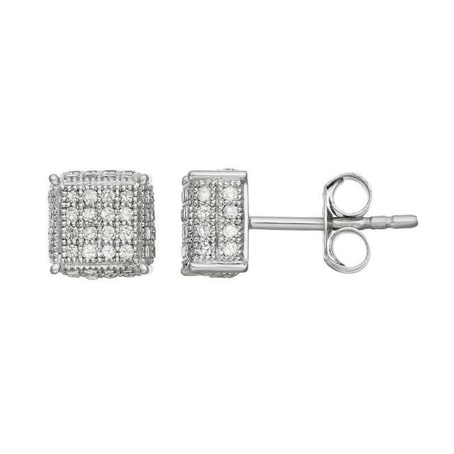 Sterling Silver 1/2 Carat T.W. Diamond Square Stud Earrings, Womens Product Image