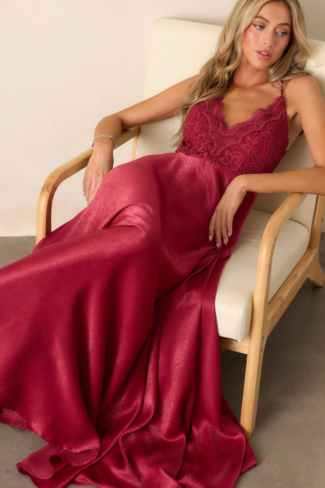 Presence Of Love Cranberry Maxi Dress Product Image