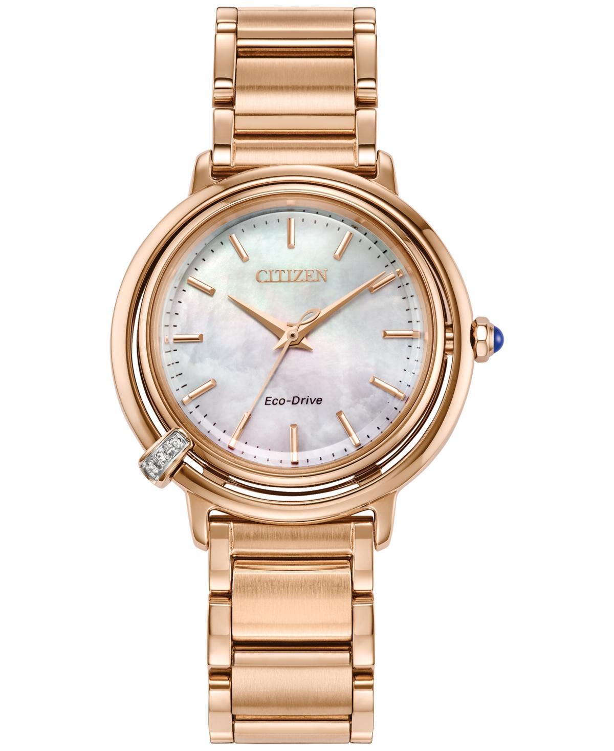 Citizen Womens Eco Drive Three Three Rose Gold Tone Stainless Steel Watch Product Image