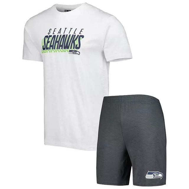 Mens Concepts Sport /White Seattle Seahawks Downfield T-Shirt & Shorts Sleep Set Grey Product Image