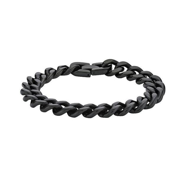 Mens LYNX Black Ion-Plated Stainless Steel Curb Chain Bracelet Black Tone Product Image