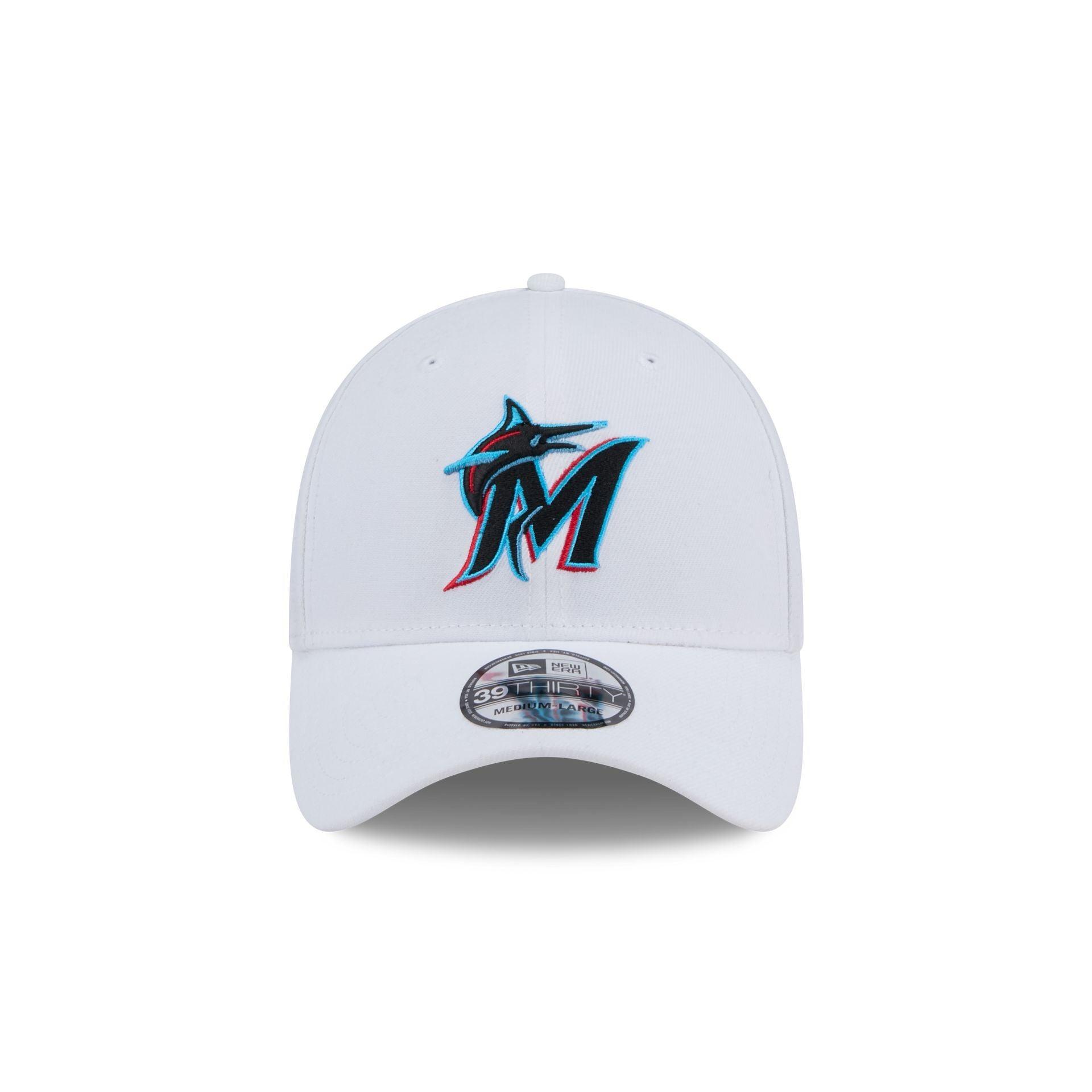 Miami Marlins Optic White 39THIRTY Stretch Fit Hat Male Product Image