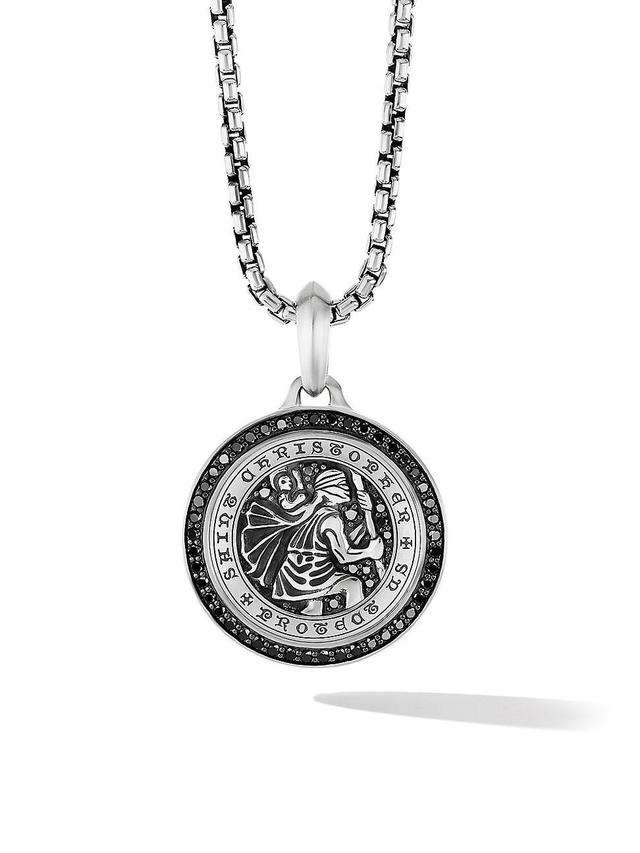 Mens St. Christopher Amulet with Pav Black Diamonds Product Image