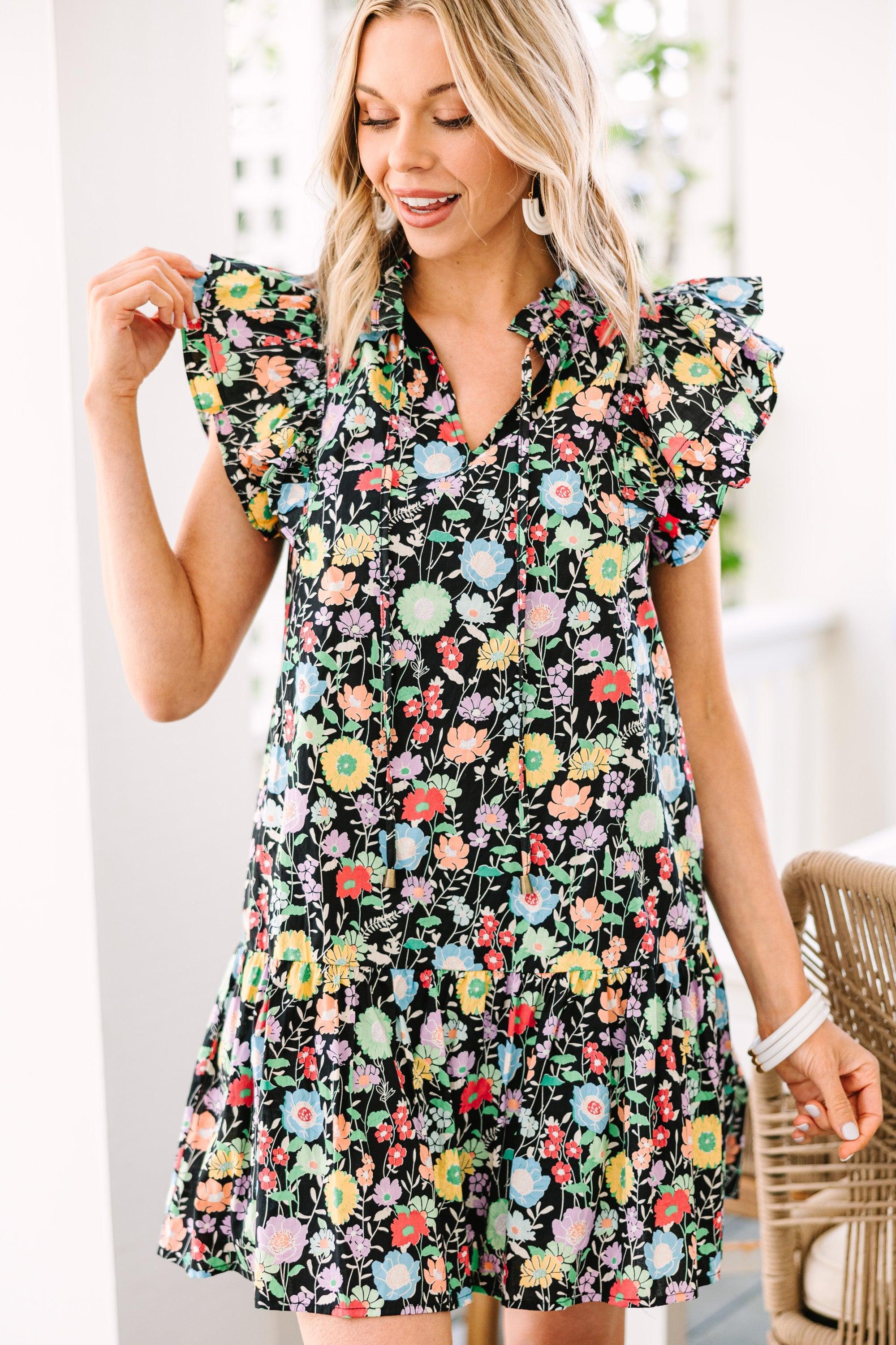 Story Of My Life Black Ditsy Floral Babydoll Dress Female Product Image