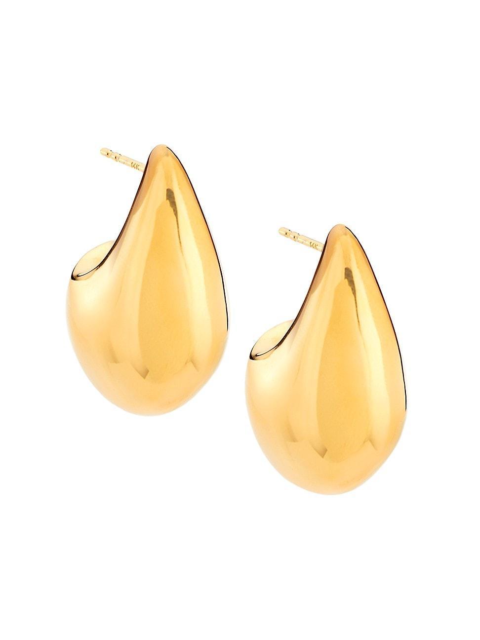 Womens 14K Yellow Gold Puffy Teardrop Earrings Product Image