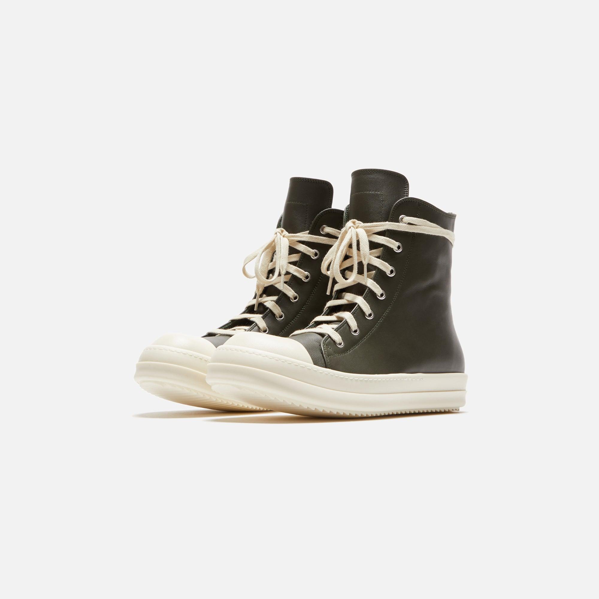 Rick Owens Scarpe in Pelle Sneakers - Forest / Milk / Milk Male Product Image