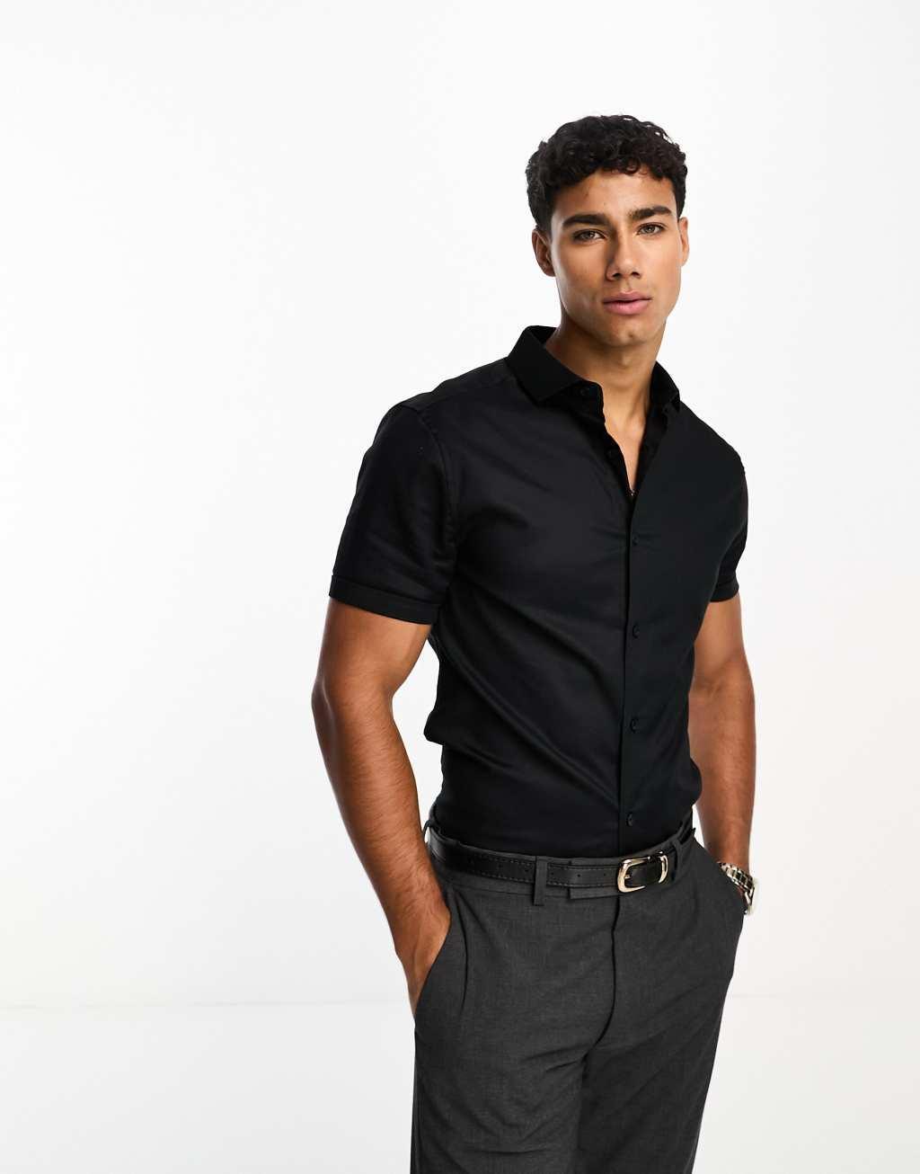 ASOS DESIGN skinny fit royal oxford shirt with cutaway collar Product Image