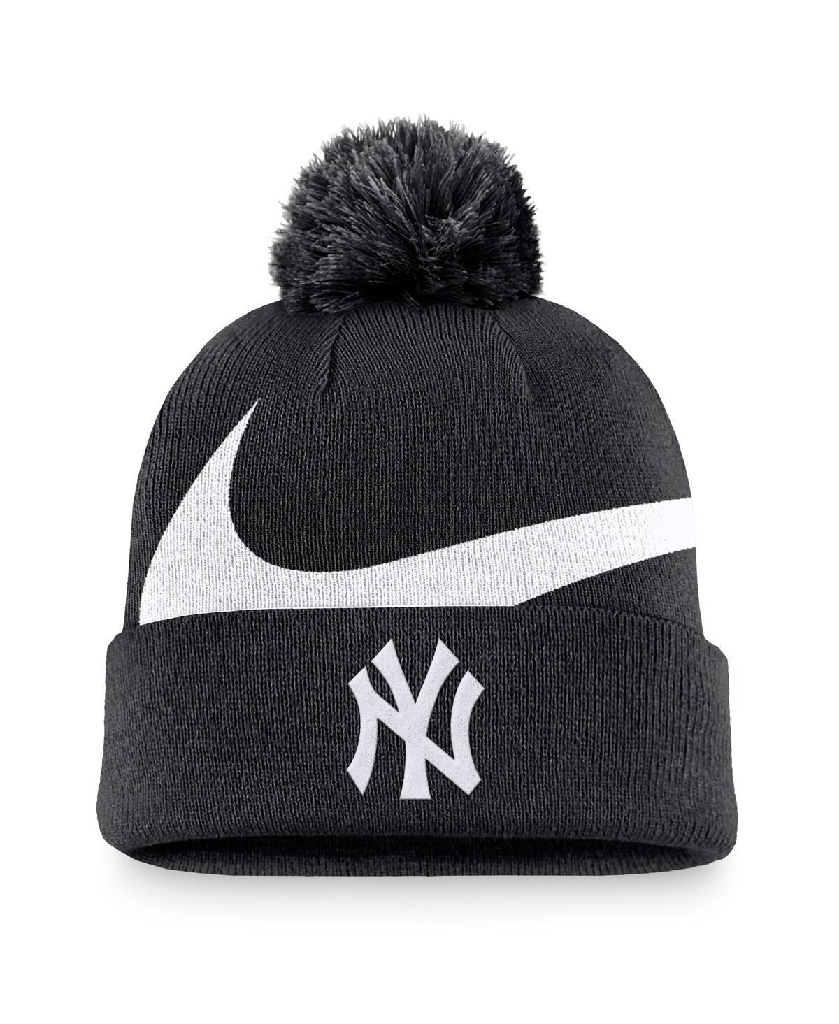 Mens Nike New York Yankees Swoosh Peak Cuffed Knit Hat with Pom Product Image