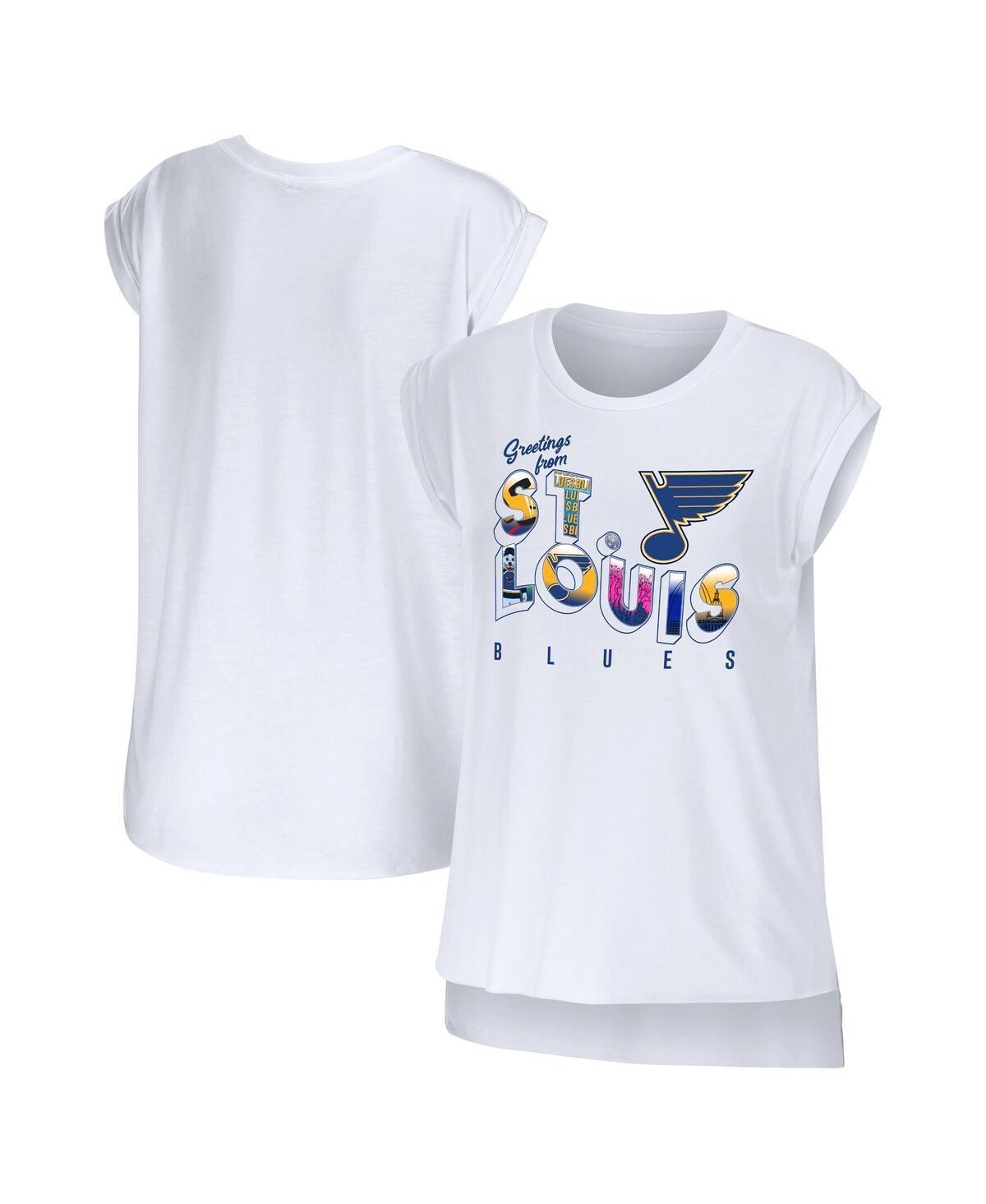 Womens Wear by Erin Andrews White St. Louis Blues Greetings From Muscle T-shirt Product Image