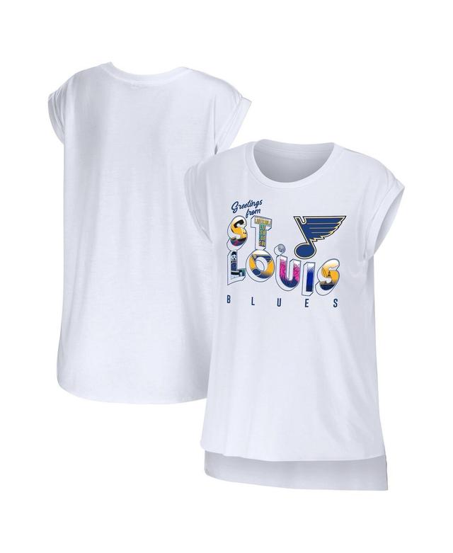 Womens Wear by Erin Andrews White St. Louis Blues Greetings From Muscle T-shirt Product Image