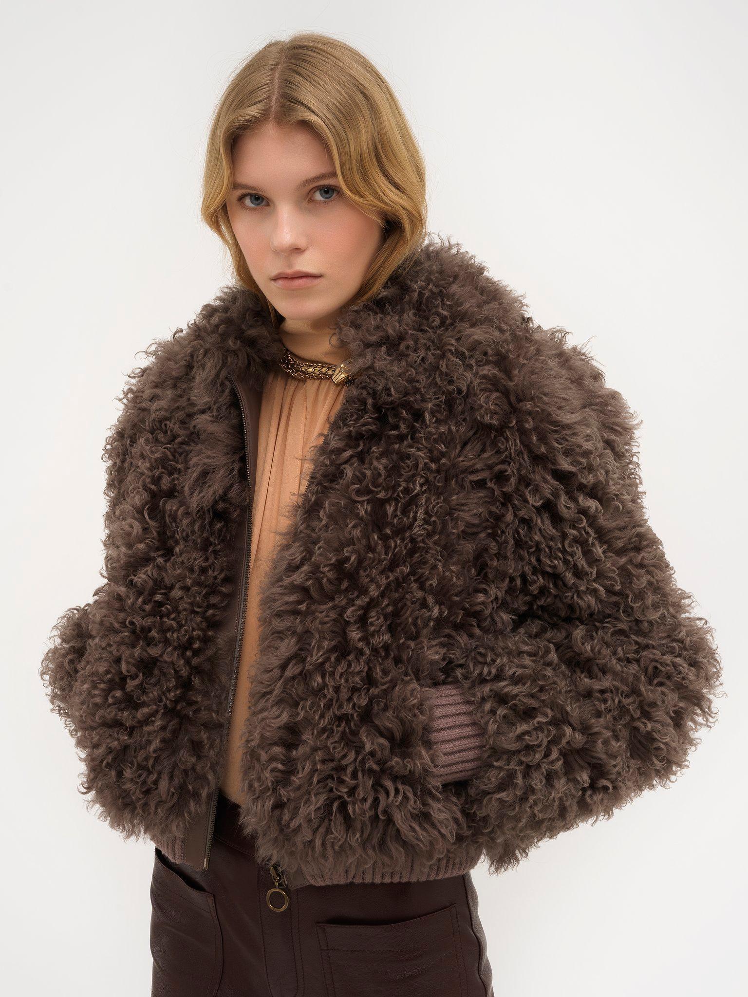 Bomber jacket in soft curly shearling Product Image