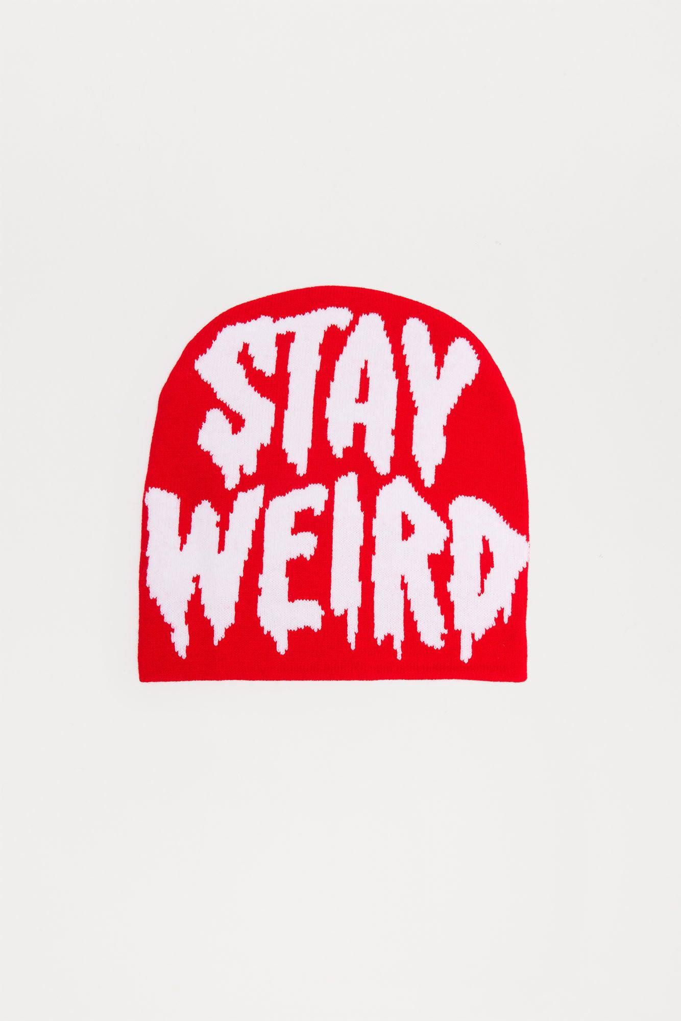 Stay Weird Beanie - Red Product Image