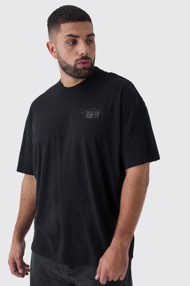 Plus Oversized Extended Neck Limited Edition Print T-Shirt | boohooMAN USA Product Image