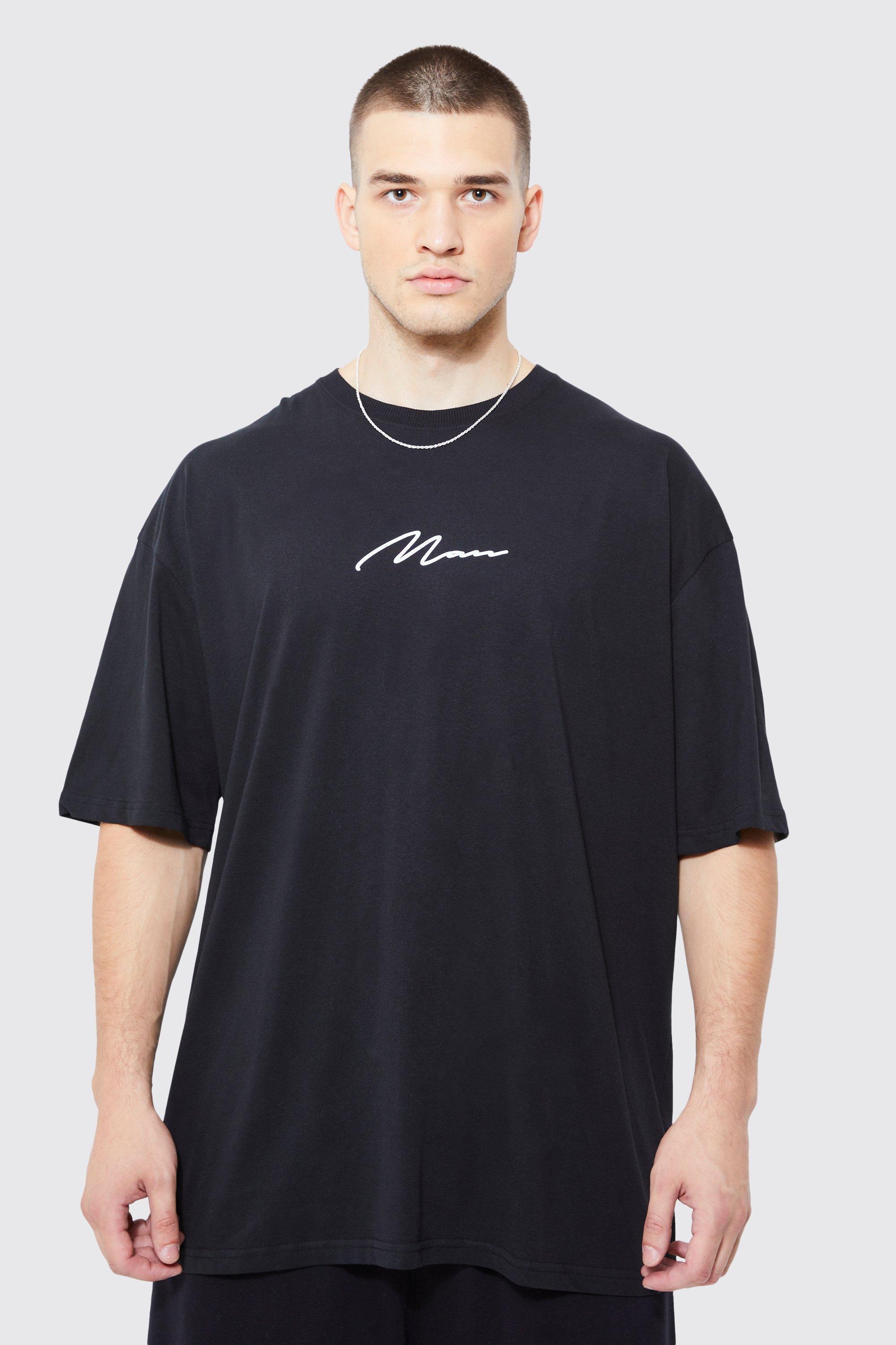 Mens Black Tall Man Signature Oversized Crew Neck T-shirt, Black Product Image