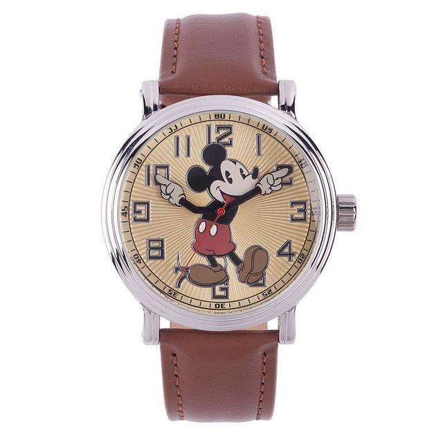 Disneys Mickey Mouse Mens Leather Watch, Black Product Image