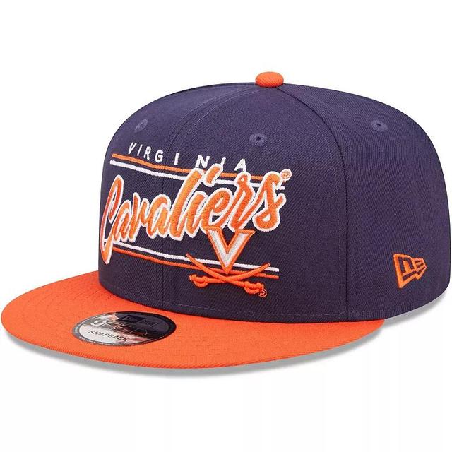 Mens New Era /Orange Virginia Cavaliers Team Script 9FIFTY Snapback Hat, Blue Product Image