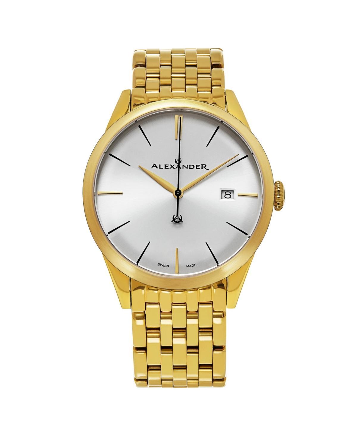 Alexander Mens Sophisticate Gold-Tone Stainless Steel , Silver-Tone Dial , 40mm Round Watch - Gold-tone Product Image