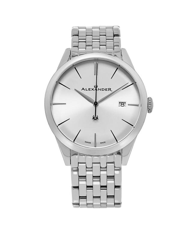 Alexander Mens Sophisticate Silver-tone Stainless Steel Dial , 40mm Round Watch - Silver-tone Product Image