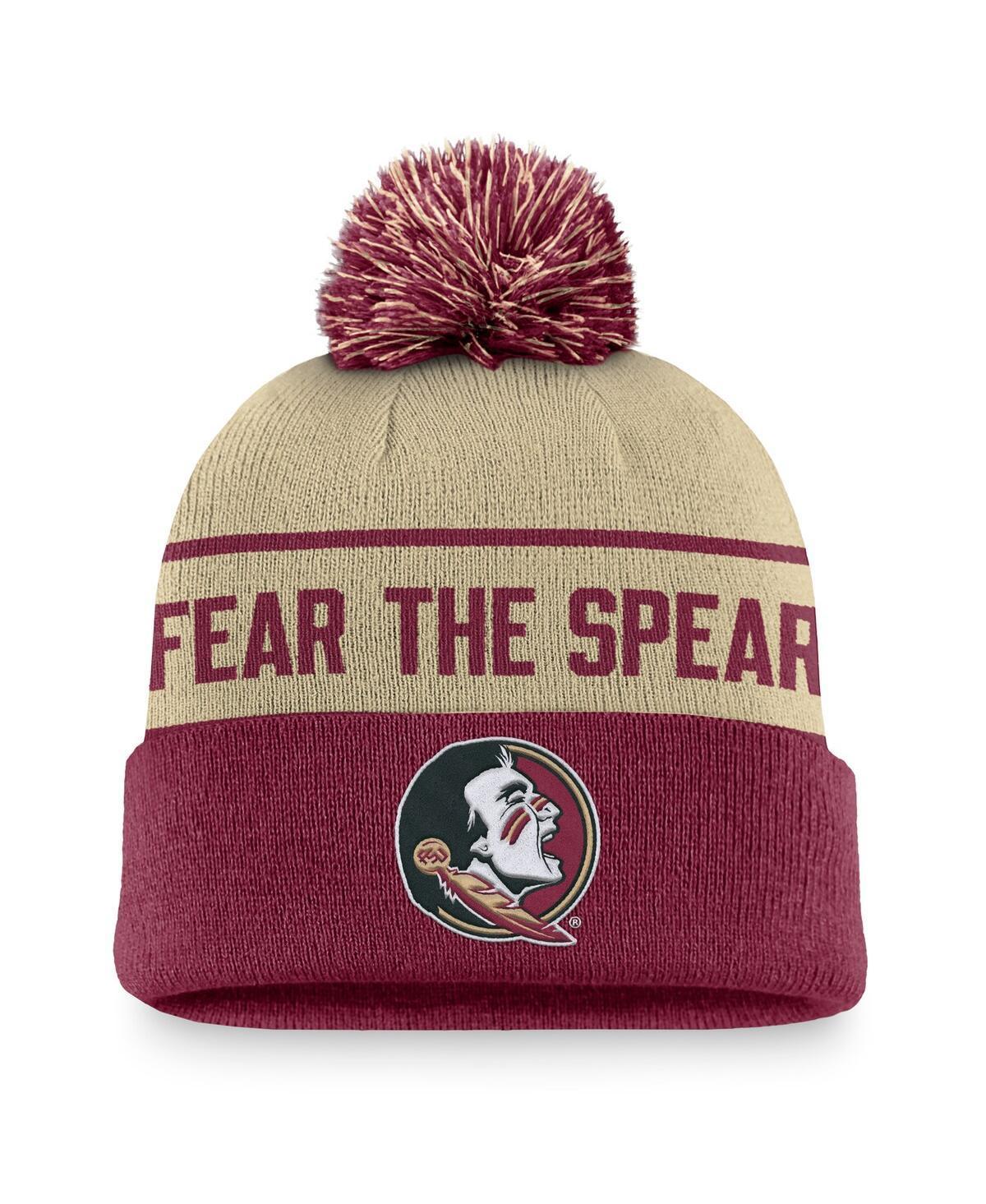 Nike Mens Gold Florida State Seminoles Local Peak Cuffed Knit Hat with Pom - Gold, Garnet Product Image