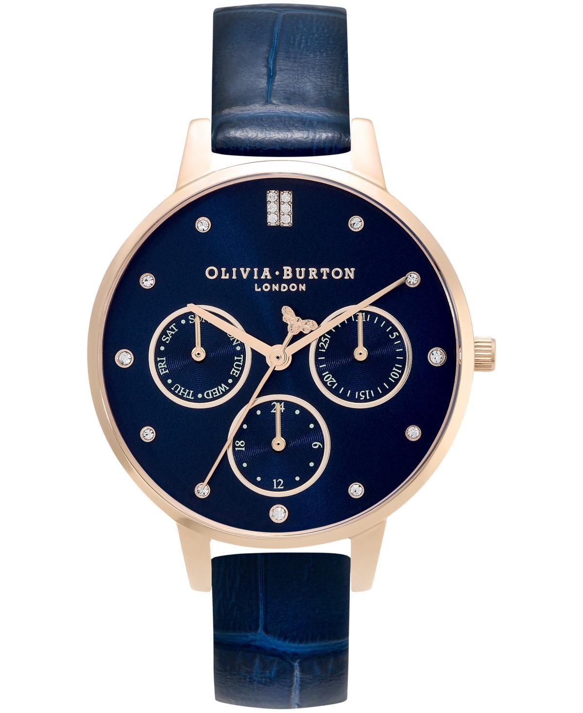 Olivia Burton Chronograph Stainless Steel Case Forest Green Leather Strap Watch - Green Product Image