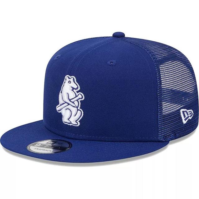 Mens New Era Royal Chicago Cubs Cooperstown Collection Team Color Trucker 9FIFTY Snapback Hat Product Image