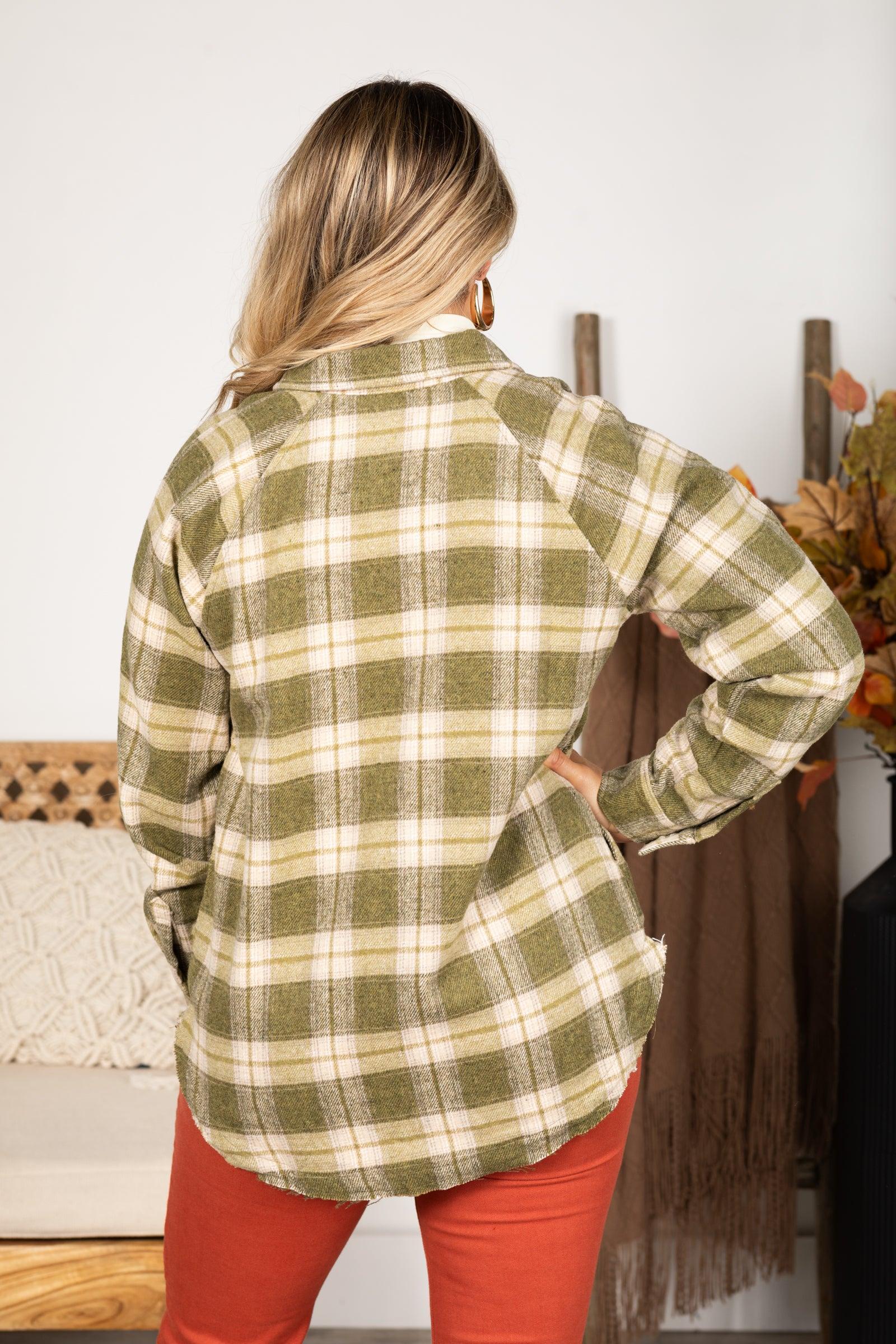 Oversized Collared Button Down Plaid Shirt Product Image