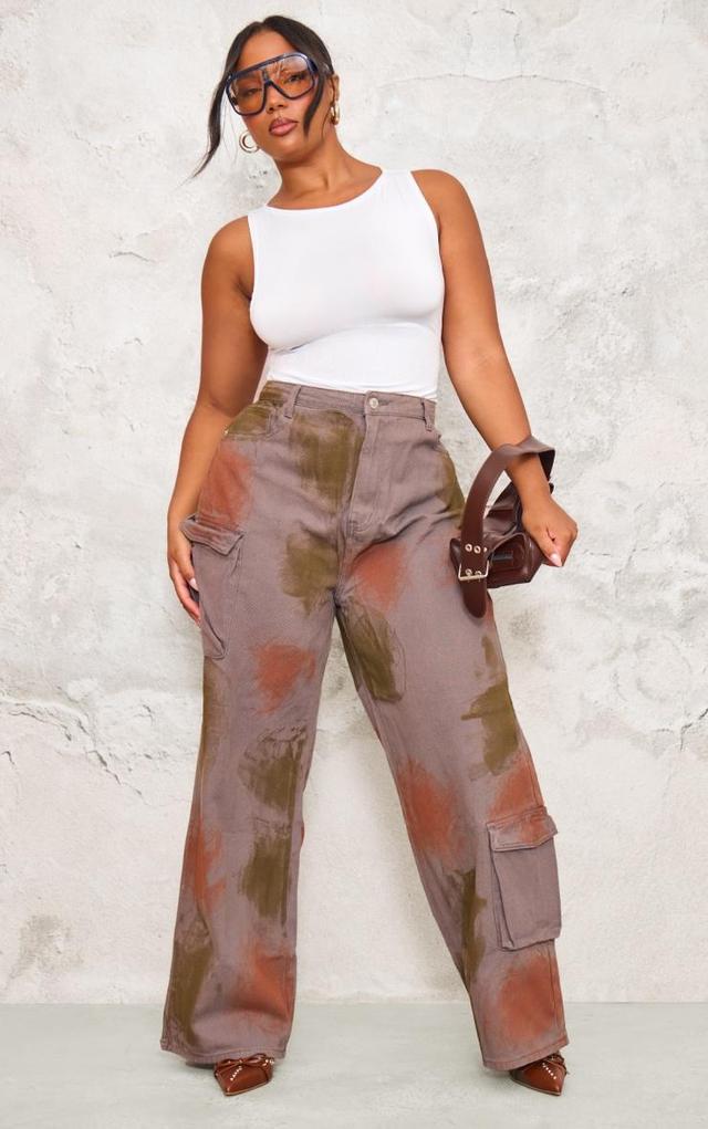 Plus Multi Cargo Wide Leg Jeans Product Image