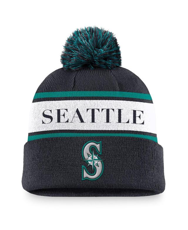 Seattle Mariners Team Stripe Peak Nike Men's MLB Cuffed Pom Beanie Product Image