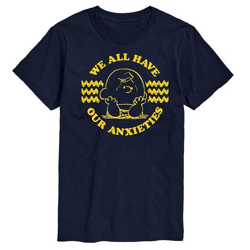 Mens Peanuts We All Have Our Anxieties Graphic Tee Blue Product Image