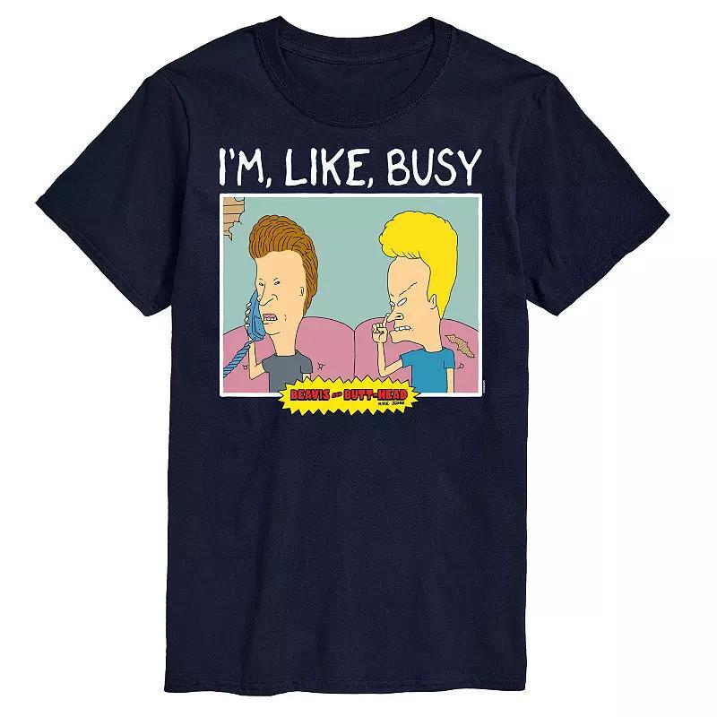 Big & Tall Beavis & Butthead Im Like Busy Tee, Mens Blue Product Image