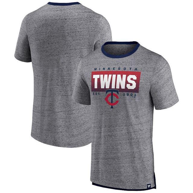 Mens Fanatics Branded Heathered Gray Minnesota Twins Iconic Team Element Speckled Ringer T-Shirt Product Image