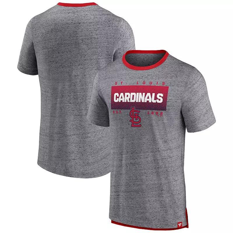 Mens Fanatics Branded Heathered Gray St. Louis Cardinals Iconic Team Element Speckled Ringer T-Shirt Product Image